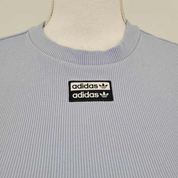 Adidas Originals Reveal Your Voice Ribbed Logo Tape Crop Top - Picture 4 of 10